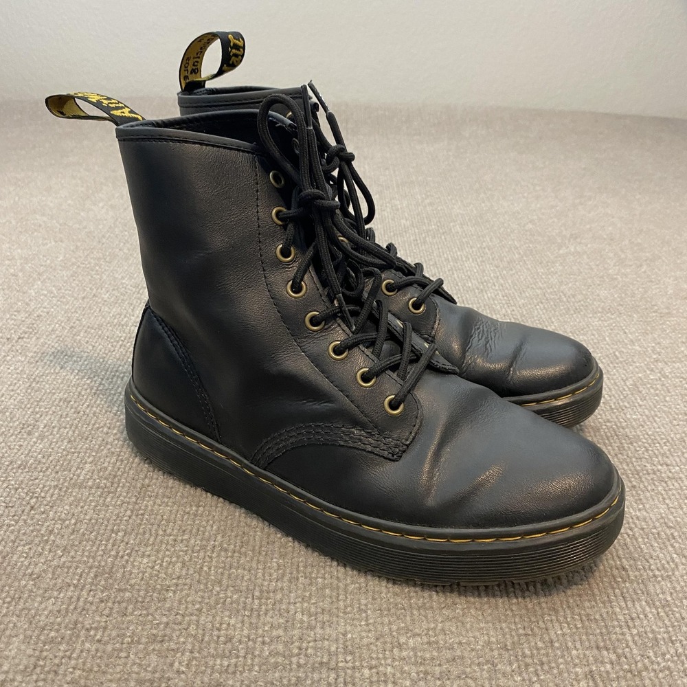 Dr. Martens Zavala Boots Mens 9 Women 10 Black Leather Ankle Combat Laces Grunge